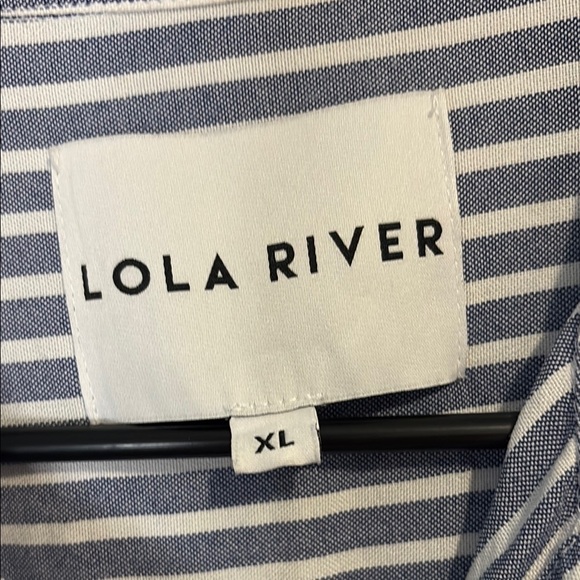 Lola River XL Casual Blue and White Striped Button Down Shirt - Picture 2 of 5